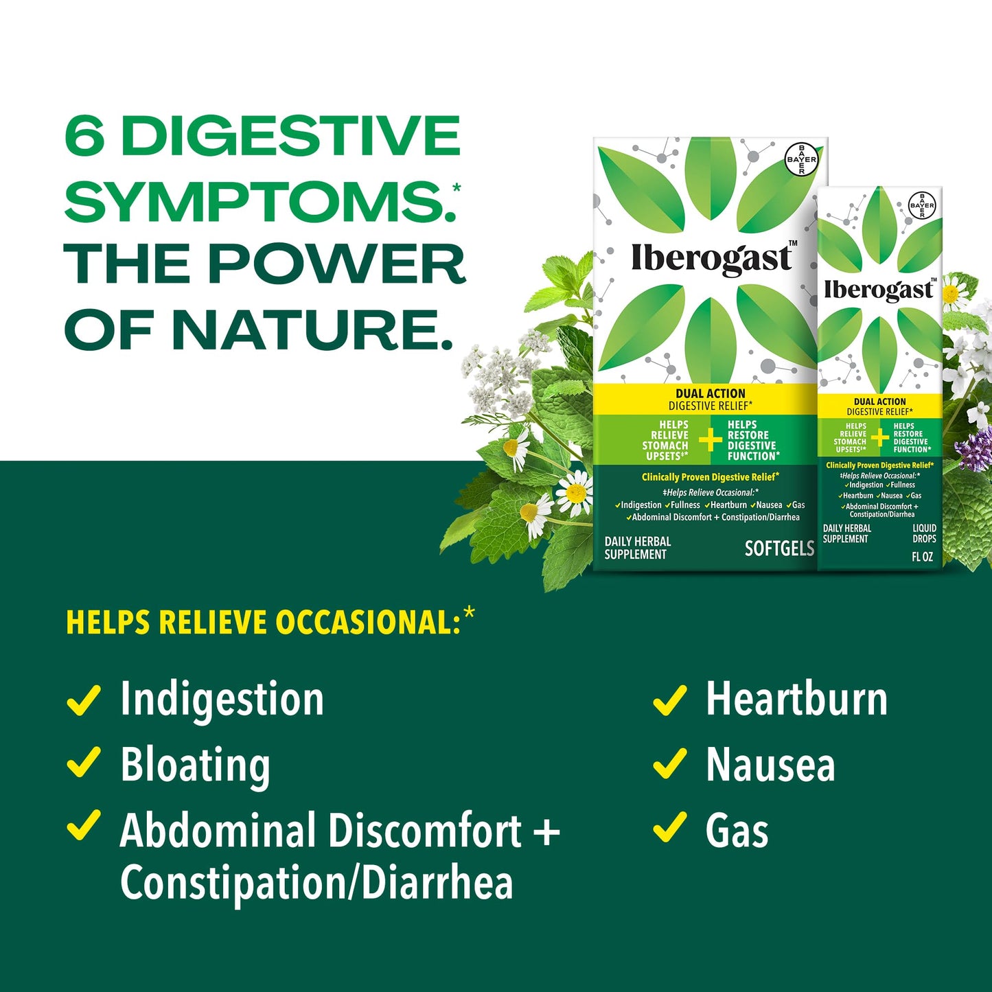 Iberogast Softgels, Herbal Relief of Stomach Upsets: Occasional Indigestion, Bloating, Gas, Nausea, Upset Stomach; 6-Herb Blend with Iberis Amara, - Maple Wellness Supplements