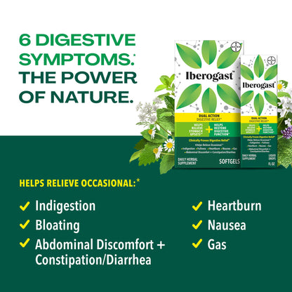 Iberogast Softgels, Herbal Relief of Stomach Upsets: Occasional Indigestion, Bloating, Gas, Nausea, Upset Stomach; 6-Herb Blend with Iberis Amara, - Maple Wellness Supplements
