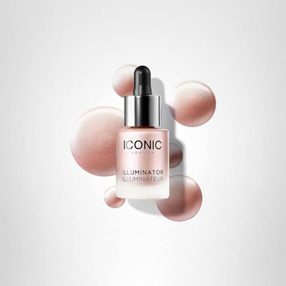 ICONIC LONDON Illuminator - Liquid Highlighting Drops for a Radiant Glow, Cruelty-Free, Vegan Makeup, Shine (Pink Pearl) 0.45 Fl oz - Maple Wellness Supplements