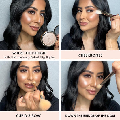 ICONIC LONDON Lit and Luminous Baked Highlighter | Pressed Powder Highlighter for a Radiant Glow, Cruelty-Free, Vegan Makeup, 0.56 oz - Maple Wellness Supplements