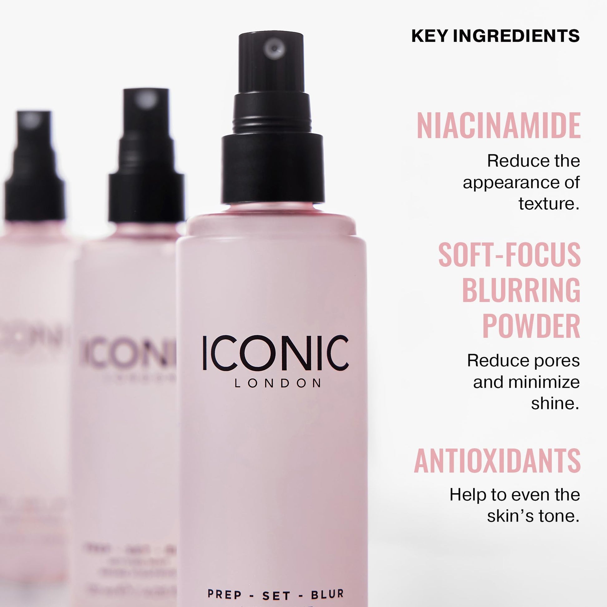ICONIC LONDON Prep Set Blur Setting Spray | Makeup Fixing Spray, Blurs Imperfections and Gives Skin a Radiant Glow, Vegan Makeup, 30 mL / 1 Fl Oz. - Maple Wellness Supplements