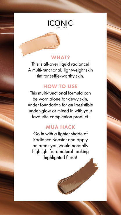 ICONIC LONDON Radiance Booster | Liquid Radiance Lightweight Skin Tint for a Glowy Makeup Look, Cruelty Free, Vegan Makeup (Champagne Glow) 30 mL/ 1.01 Fl Oz - Maple Wellness Supplements