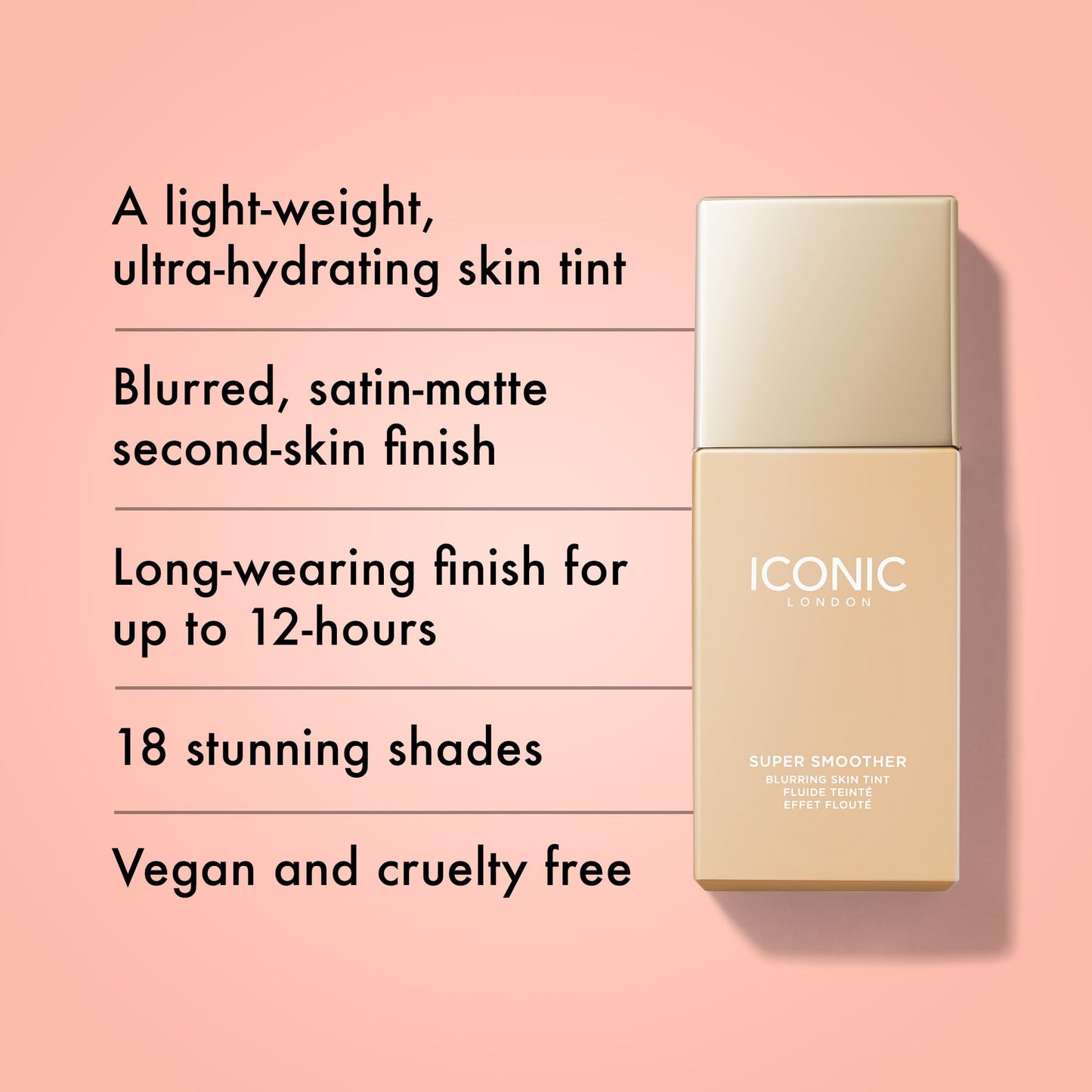 ICONIC LONDON Super Smoother Blurring Skin Tint | Light to Medium Coverage, Hydrating, Ultra-Lightweight Tinted Moisturizer, Cruelty-Free, Vegan Makeup (Neutral Fair) 1.01 Fl oz - Maple Wellness Supplements