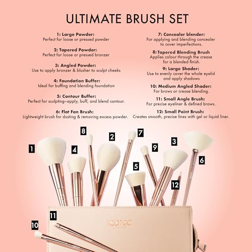 ICONIC LONDON Ultimate Brush Set | 12 Piece Makeup Brush Set - Maple Wellness Supplements