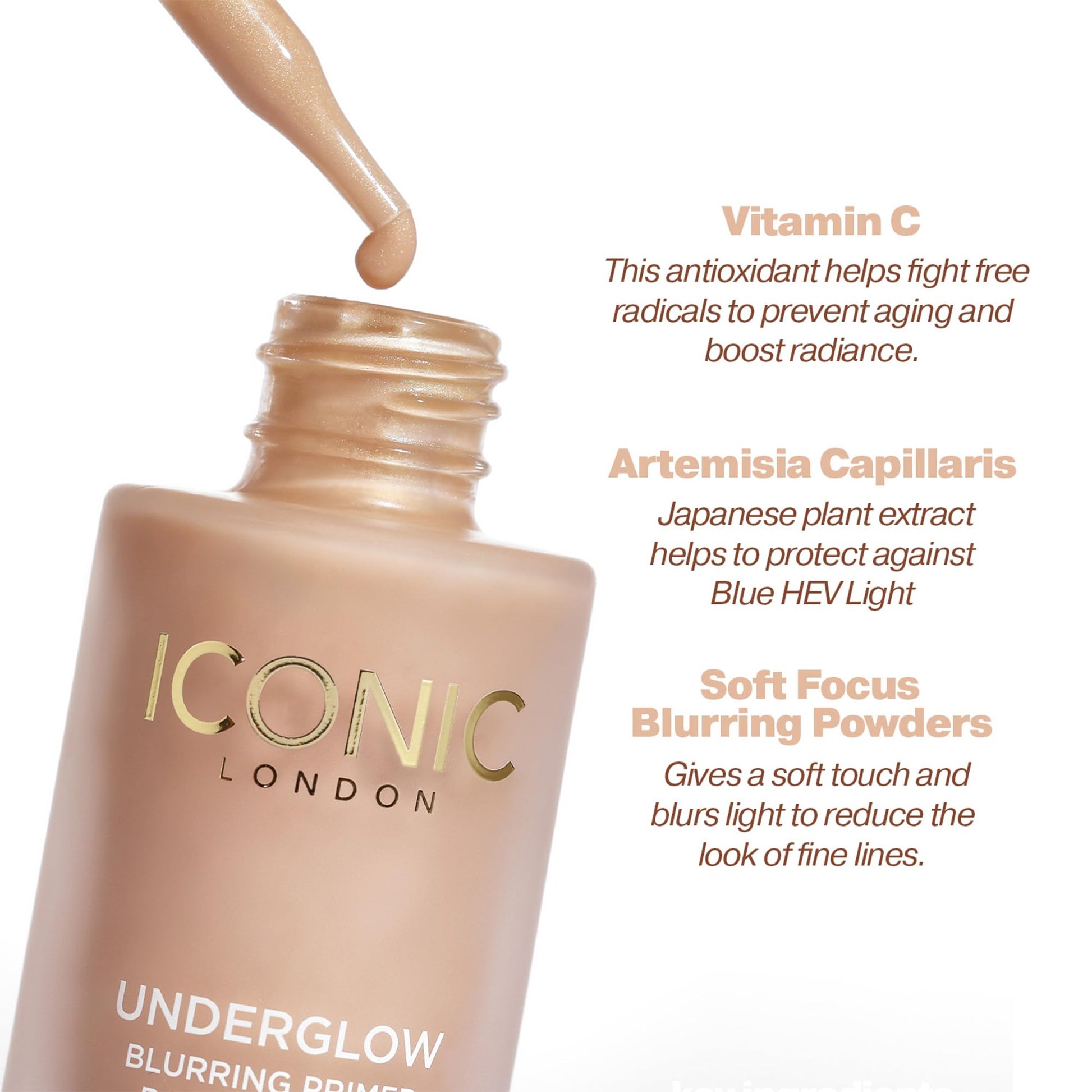 ICONIC LONDON Underglow Blurring Primer | Blurs Imperfections and Gives Skin a Radiant Glow, Cruelty-Free, Vegan Makeup Universal Shade, 0.91 Fl oz - Maple Wellness Supplements