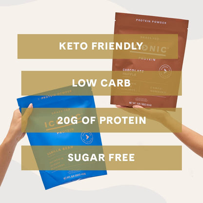 ICONIC Protein Powder, Vanilla Bean - Sugar Free, Low Carb Protein Powder - Lactose Free, Gluten Free, Non-GMO - 20g Grass Fed Whey & Casein Protein - Keto Friendly, 1 lb Pouch (18 Servings) - Maple Wellness Supplements
