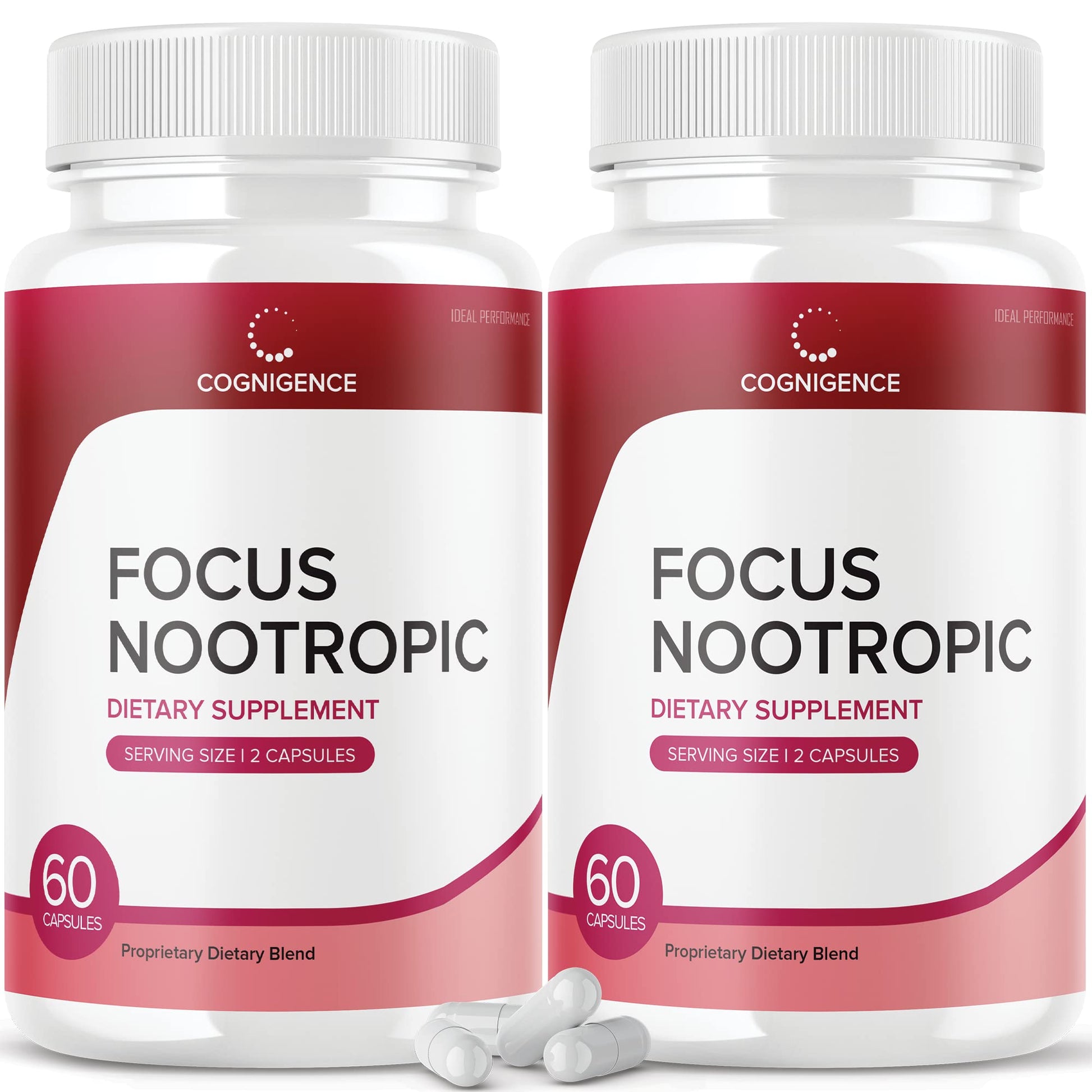 IDEAL PERFORMANCE (2 Pack) Cognigence Focus Nootropic Memory Booster Supplement Pills (120 Capsules) - Maple Wellness Supplements