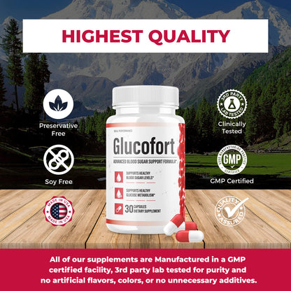 IDEAL PERFORMANCE (Official) Glucofort Supplement Support Formula (3 Pack) - Maple Wellness Supplements