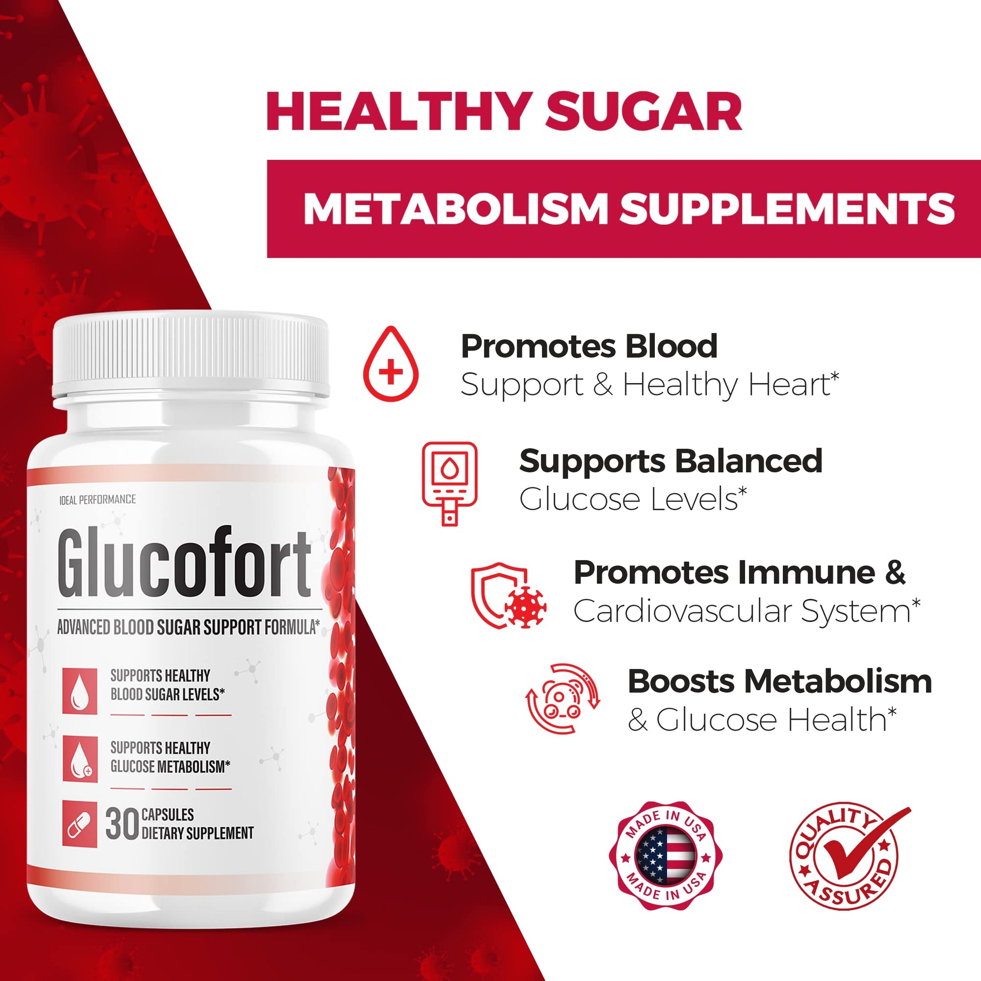 IDEAL PERFORMANCE (Official) Glucofort Supplement Support Formula (3 Pack) - Maple Wellness Supplements