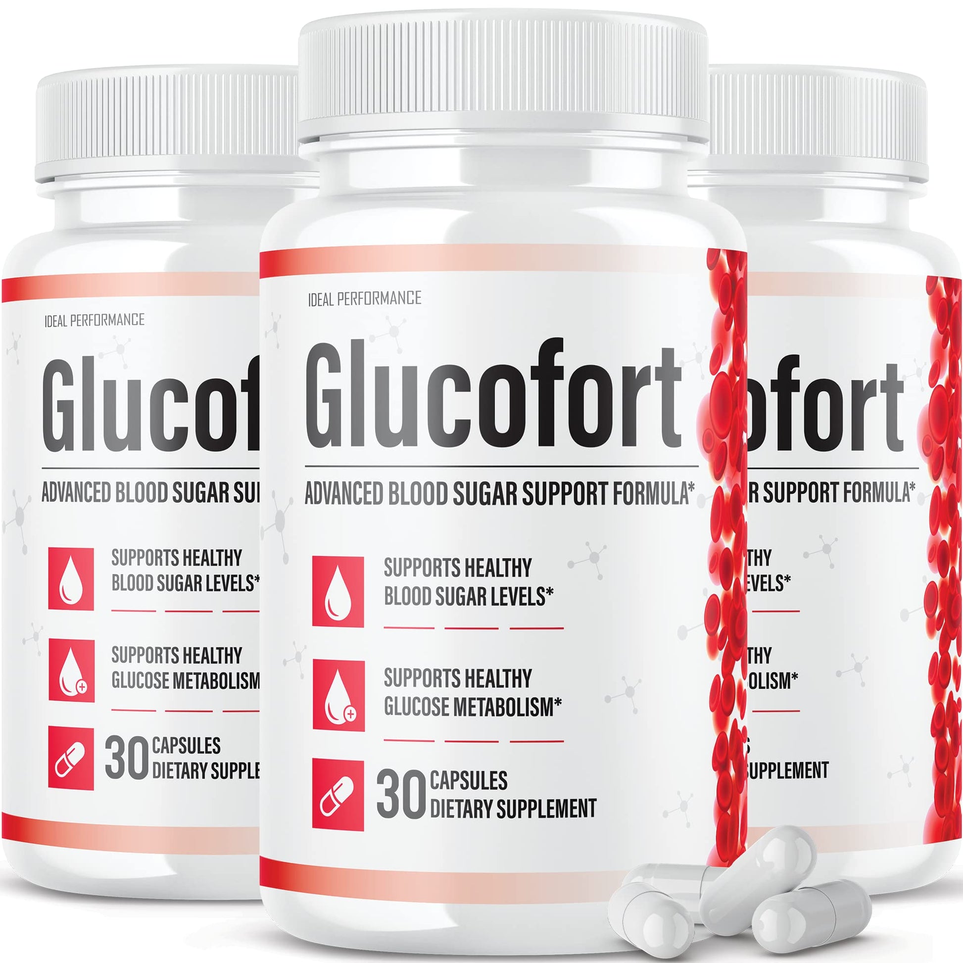 IDEAL PERFORMANCE (Official) Glucofort Supplement Support Formula (3 Pack) - Maple Wellness Supplements