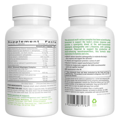 Igennus High Strength Ashwagandha, Magnesium, & L-Theanine Stress Relief Complex, KSM-66 Root Extract Adaptogens, Boosted with Methylfolate, Zinc & Biotin Clean Label, 60 Fast Acting Capsules - Maple Wellness Supplements
