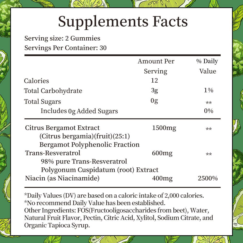 IIEltruiom Citrus Bergamot 1500mg, Citrus Bergamot Gummies for Healthy Cholesterol, Bergamot Supplements 25:1 Extract from Italy Bergamot, - Maple Wellness Supplements