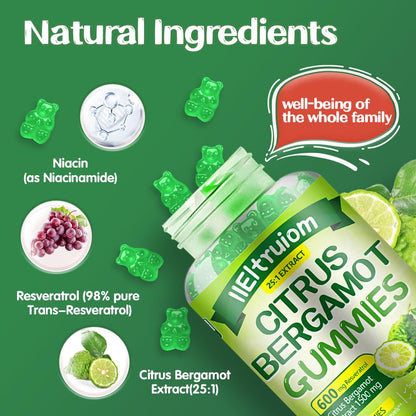 IIEltruiom Citrus Bergamot 1500mg, Citrus Bergamot Gummies for Healthy Cholesterol, Bergamot Supplements 25:1 Extract from Italy Bergamot, - Maple Wellness Supplements