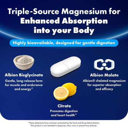 ILIVA Magnesium Glycinate 400mg -Triple Magnesium Complex (Glycinate+Malate+Citrate) - Chelated High Absorption Tablets for Sleep Support, Muscle Recovery, Bone Health, Energy&Calm - Vegan,120 Count - Maple Wellness Supplements
