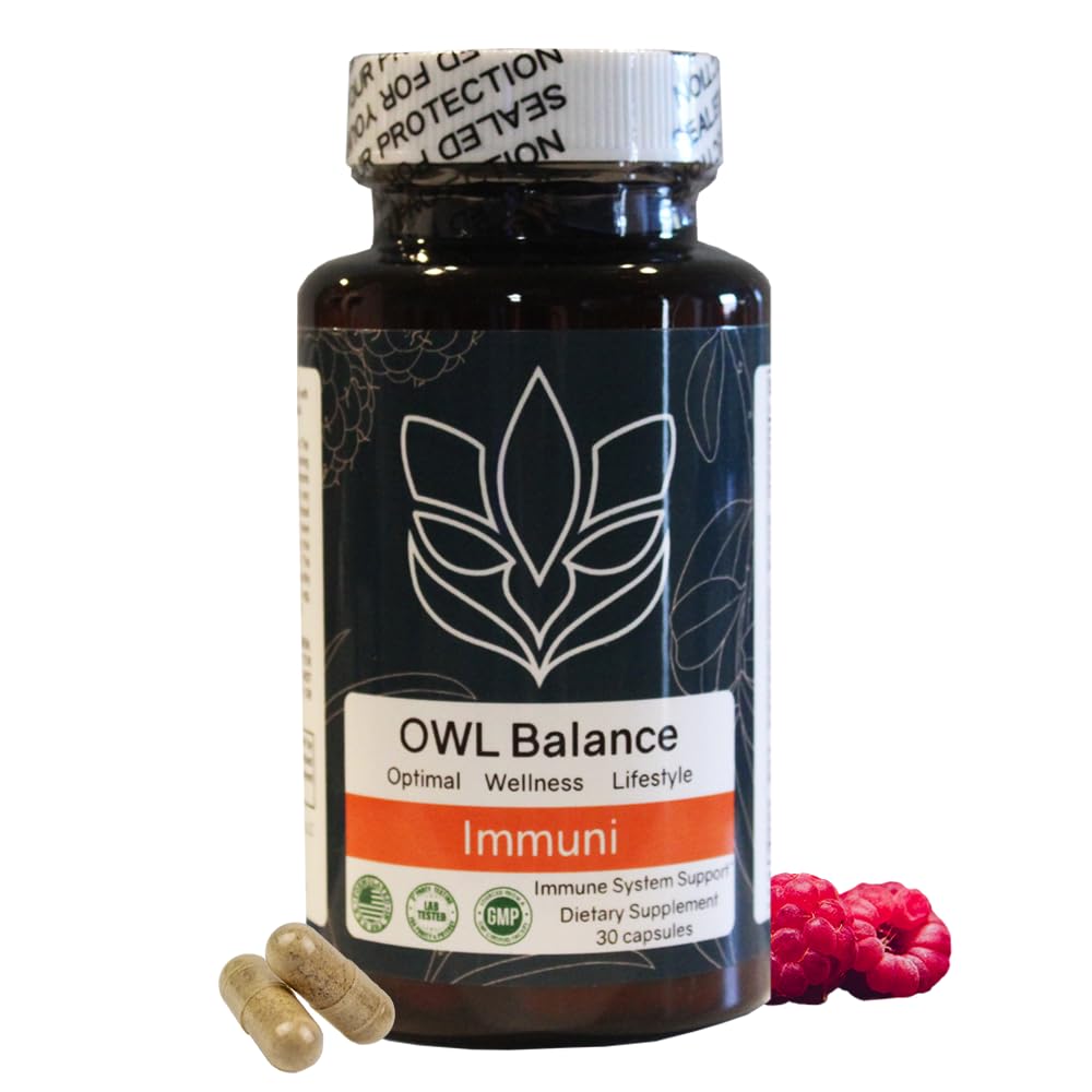 Immuni - Immune Support - Vitamin Supplement for Cold & Flu Relief - Natural Immunity System Booster - Vitamin C & E, Rasberry Fruit Powder, Green Tea Leaf, Olive leaf, and more - 30 Capsules - Maple Wellness Supplements