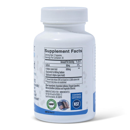 IMMUNOVITES Stabilized R-Alpha Lipoic Acid ((True)) 600mg per Serving [[High Potency & up to 40x Increased Absorption]] - Maple Wellness Supplements
