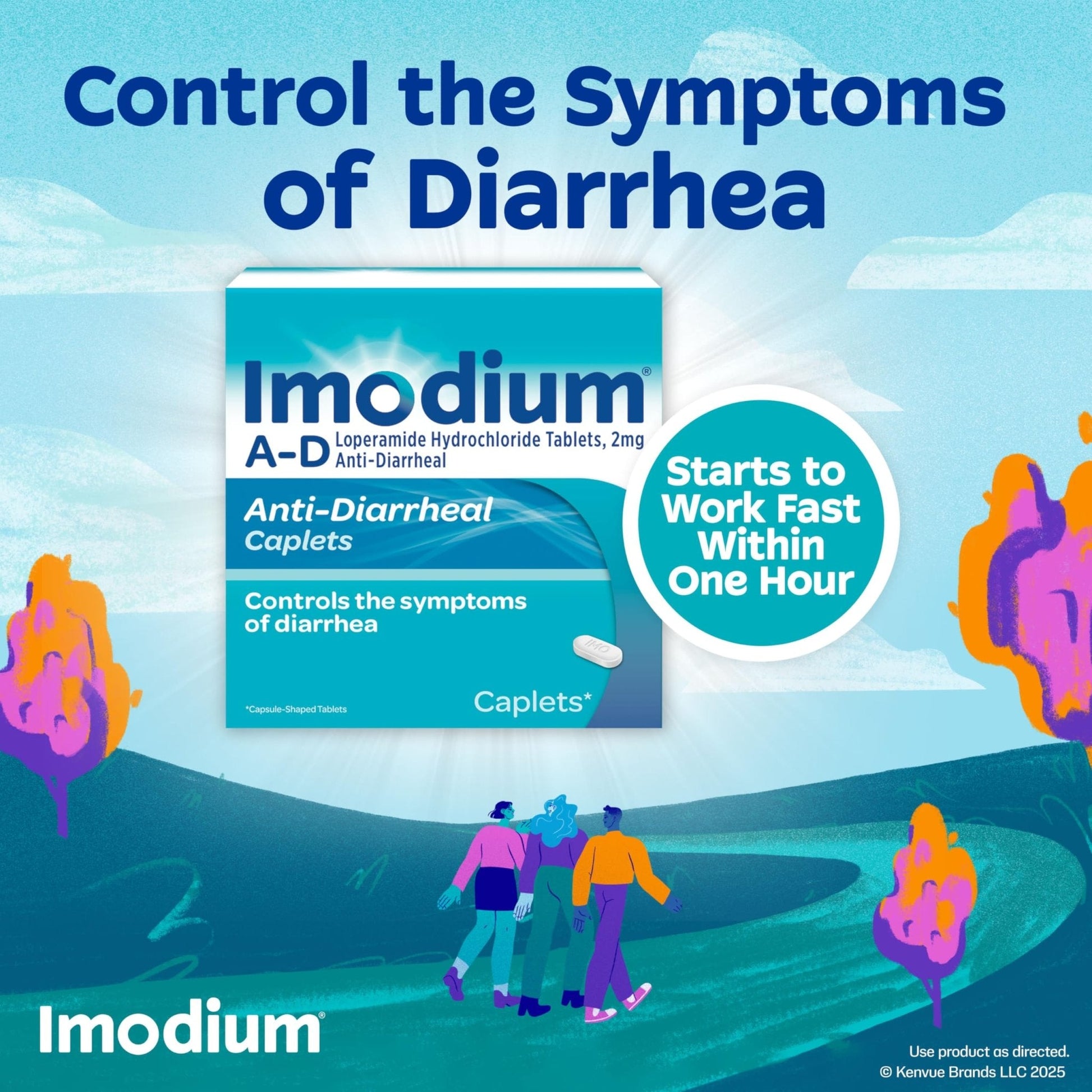 Imodium A-D Diarrhea Relief Caplets with Loperamide HCl, Anti-Diarrheal Medicine to Help Control Symptoms of Diarrhea Due to Acute, Traveler's Diarrhea, HSA/FSA Eligible, 24 ct - Maple Wellness Supplements