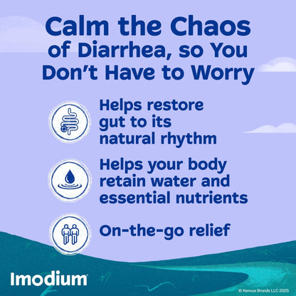 Imodium Multi-Symptom Relief Caplets, Loperamide Hydrochloride & Simethicone Anti-Diarrheal Medicine for the Relief of Diarrhea, Gas, Bloating, Cramps & Pressure, 18 ct - Maple Wellness Supplements