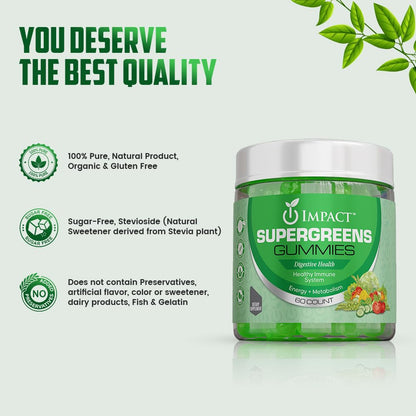 IMPACT Fiber Gummies for Adults, Women & Kids – Supergreens Veggies Daily High Fiber Gummies, for Gut Health & Immunity, Vegetarian Gummy Fiber Supplement, - Maple Wellness Supplements