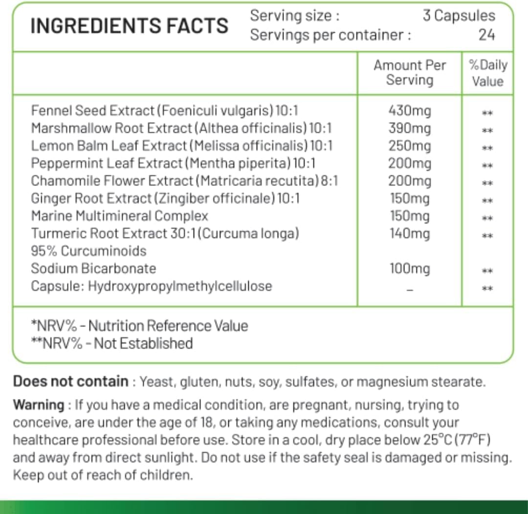 Inaya Nutrition BloatBarrier 72 Capsules - Natural Digestion and Bloating Supplement for Stomach Bloating Relief, Gas Reduction, and Improved Bowel Movements - Maple Wellness Supplements