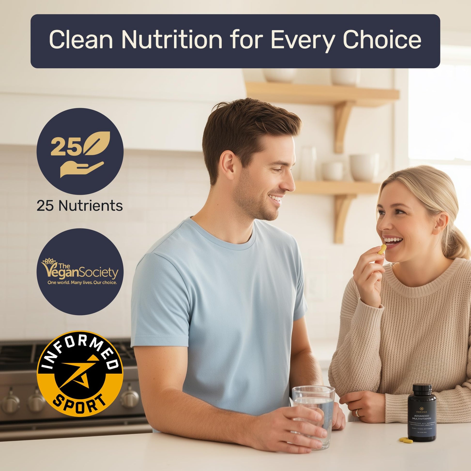 Inessa Methylated Multivitamin for Men and Women - Advanced Natural Daily Mens Multivitamins with CoQ10 100mg, Vitamins D3, K2, A, B Complex Vitamins - Maple Wellness Supplements