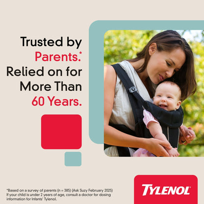 Infants' Tylenol Liquid Pain Reliever and Fever Reducer Medicine, Acetaminophen Oral Suspension for Sore Throat, Headache & Teething, Kids Fever Reducer; Dye-Free Cherry Flavor, 2 fl oz, Pack of 1 - Maple Wellness Supplements