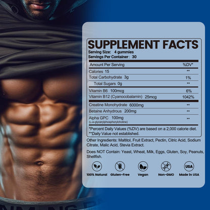 inGreens Creatine Monohydrate Gummies 6g for Men & Women 120 Count - Maple Wellness Supplements