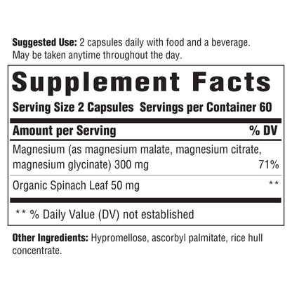 INNATE Response Formulas Magnesium 300 mg - Mineral Supplement for Muscle Relaxation - Vegetarian and Gluten-Free - 120 Capsules (60 Servings) - Maple Wellness Supplements