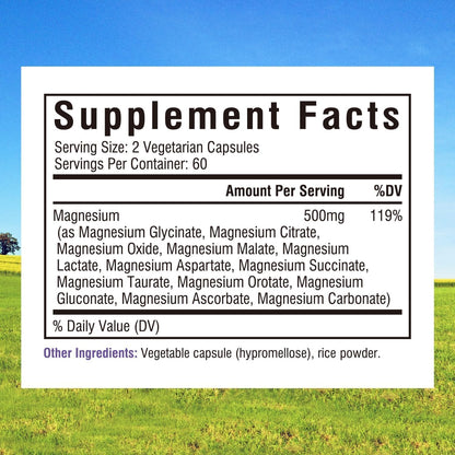 Innate Vitality 12-in-1 Magnesium Complex, 500 mg Elemental Mag, with Magnesium Glycinate Malate Taurate Aspartate & More, - Maple Wellness Supplements