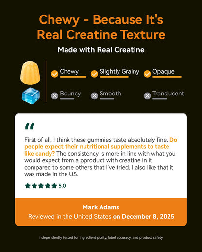 Inner Brightness Creatine Monohydrate Gummies for Men & Women 5000 mg, 3rd Party Tested, Creatine Chews for Muscle Growth, Strength & Energy Support, Sugar Free, Vegan, 120 Count, Mango Passionfruit - Maple Wellness Supplements