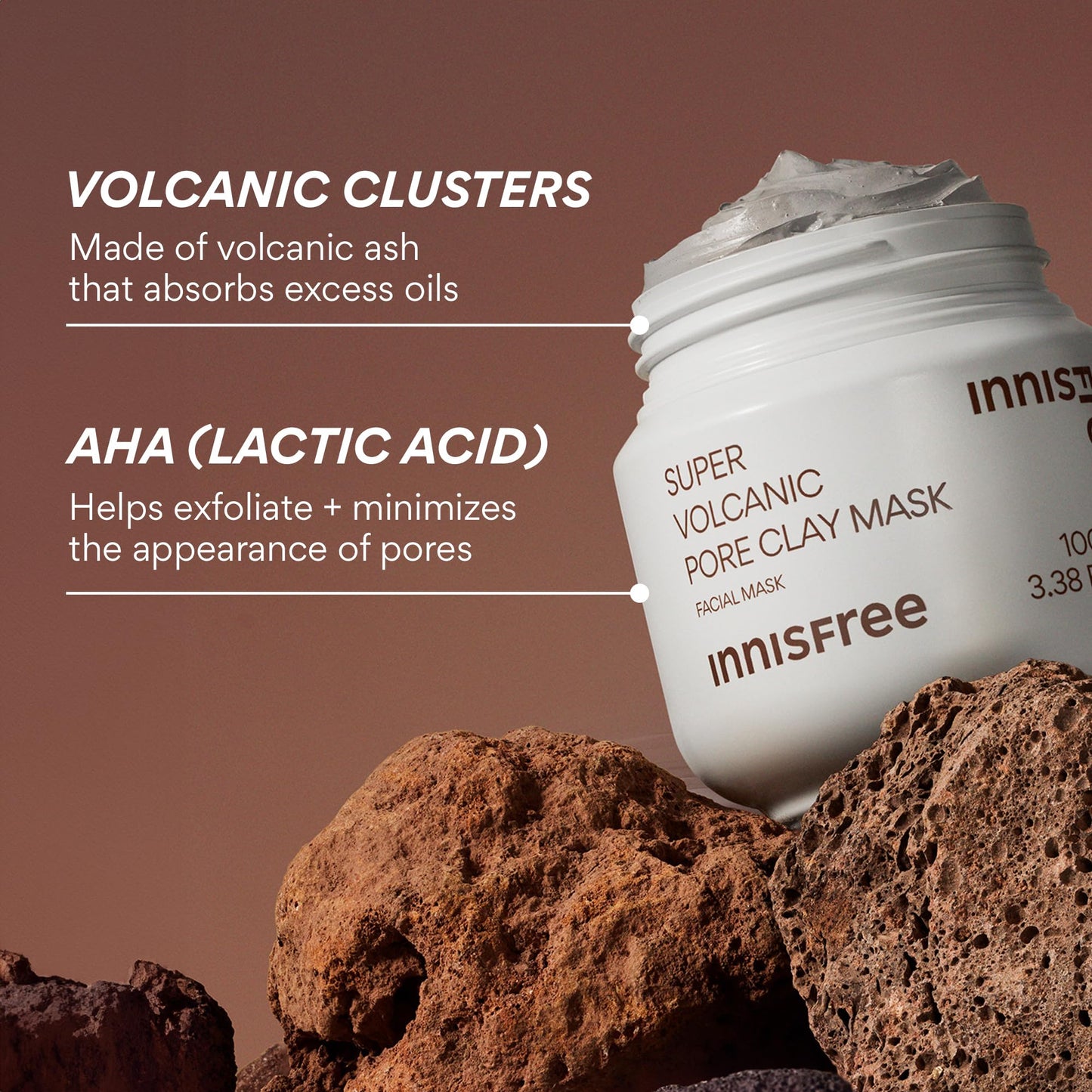 Innisfree Super Volcanic Clay Mask, Premium Korean Skincare with AHA and Natural Clusters for Deep Pore Detox, Gentle Exfoliation, Oil Control - Maple Wellness Supplements