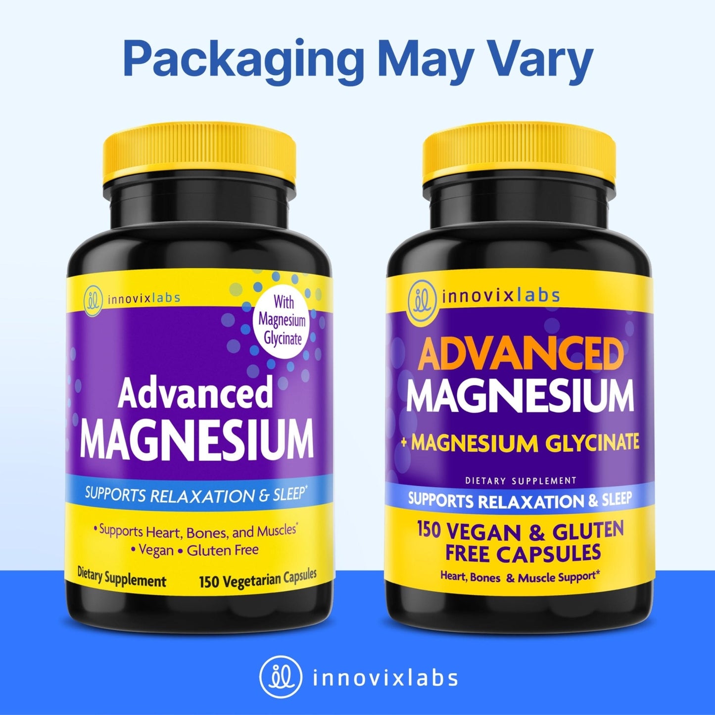 InnovixLabs Advanced Magnesium Capsules - 150 Ct, 210 mg - Chelated Glycinate and Malate - High Absorption, Promotes Relaxation, Bones, Muscle Health - Maple Wellness Supplements