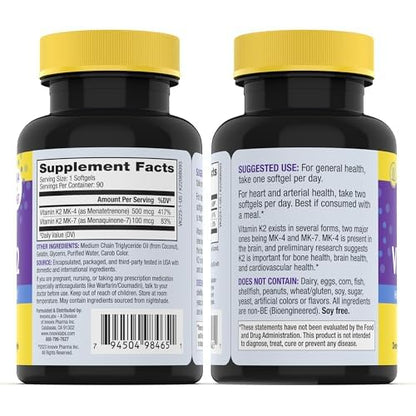 InnovixLabs Full Spectrum Vitamin K2-90 Softgels with 600 mcg of Trans Form MK7 and MK4 - Supports General Health and Bone Strength - Maple Wellness Supplements