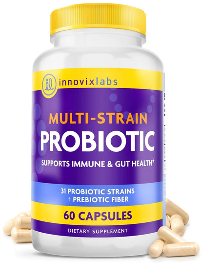 InnovixLabs Multi Strain Probiotics for Women & Men - Probiotic Supplement - 50 Billion CFU - Gut Health, Immune Support, Digestion, Lactobacillus Acidophilus, Prebiotics and Probiotics, 60 Capsules - Maple Wellness Supplements