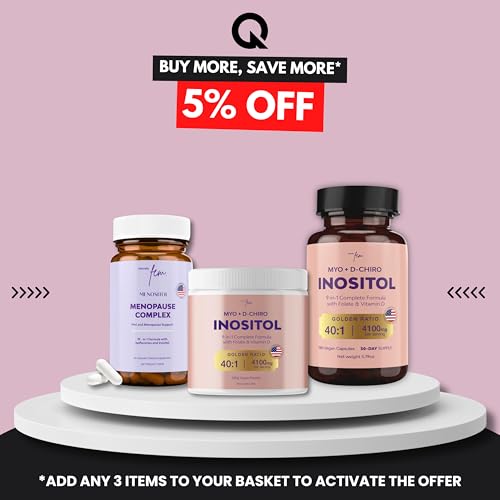 Inositol FEM Menositol 19-in-1 60Caps, Perimenopause & Menopause Supplements for Women Weight Loss with Myo-Inositol, D-chiro and Isoflavones, Control Metabolic Health, 100% Natural, Hormone, SoyFree - Maple Wellness Supplements