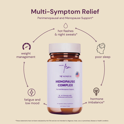 Inositol FEM Menositol 19-in-1 60Caps, Perimenopause & Menopause Supplements for Women Weight Loss with Myo-Inositol, D-chiro and Isoflavones, Control Metabolic Health, 100% Natural, Hormone, SoyFree - Maple Wellness Supplements