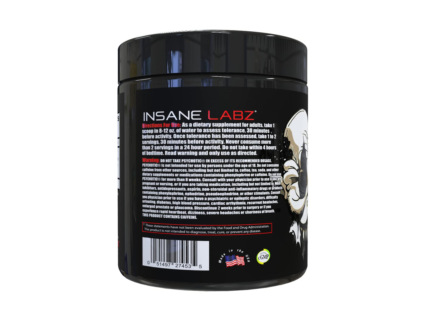 Insane Labz Psychotic Black Edition Mid Stimulant Pre Workout Powder, Energy Focus Pumps, Loaded with Creatine Beta Alanine Taurine Fueled by AMPiberry, 35 Servings (Blue Raspberry) - Maple Wellness Supplements