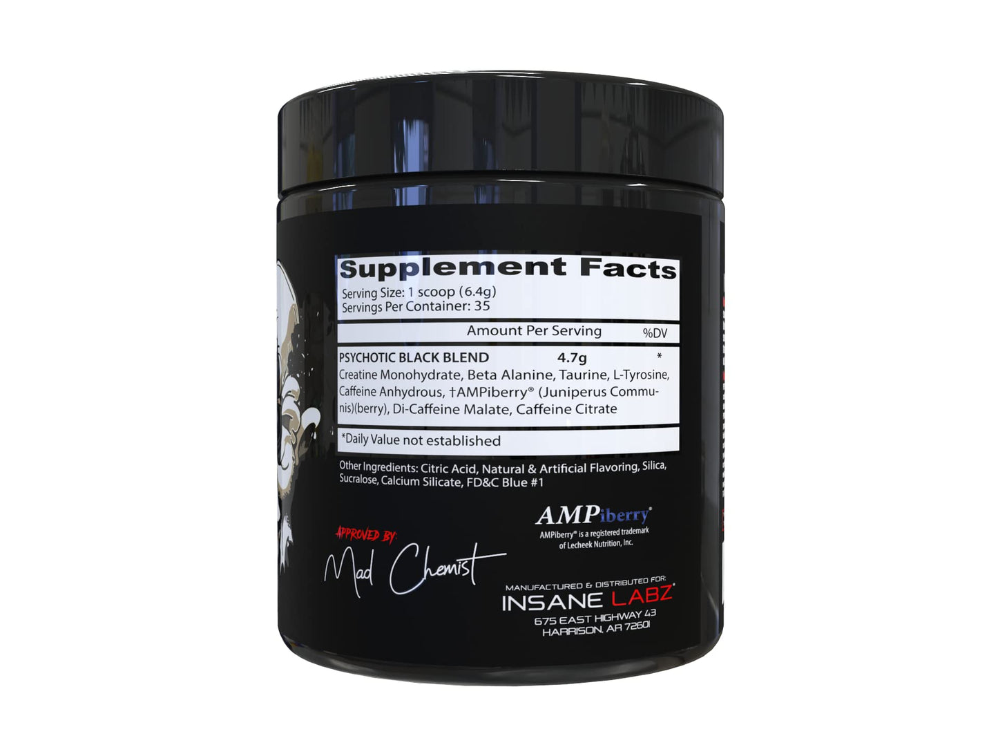 Insane Labz Psychotic Black Edition Mid Stimulant Pre Workout Powder, Energy Focus Pumps, Loaded with Creatine Beta Alanine Taurine Fueled by AMPiberry, 35 Servings (Blue Raspberry) - Maple Wellness Supplements