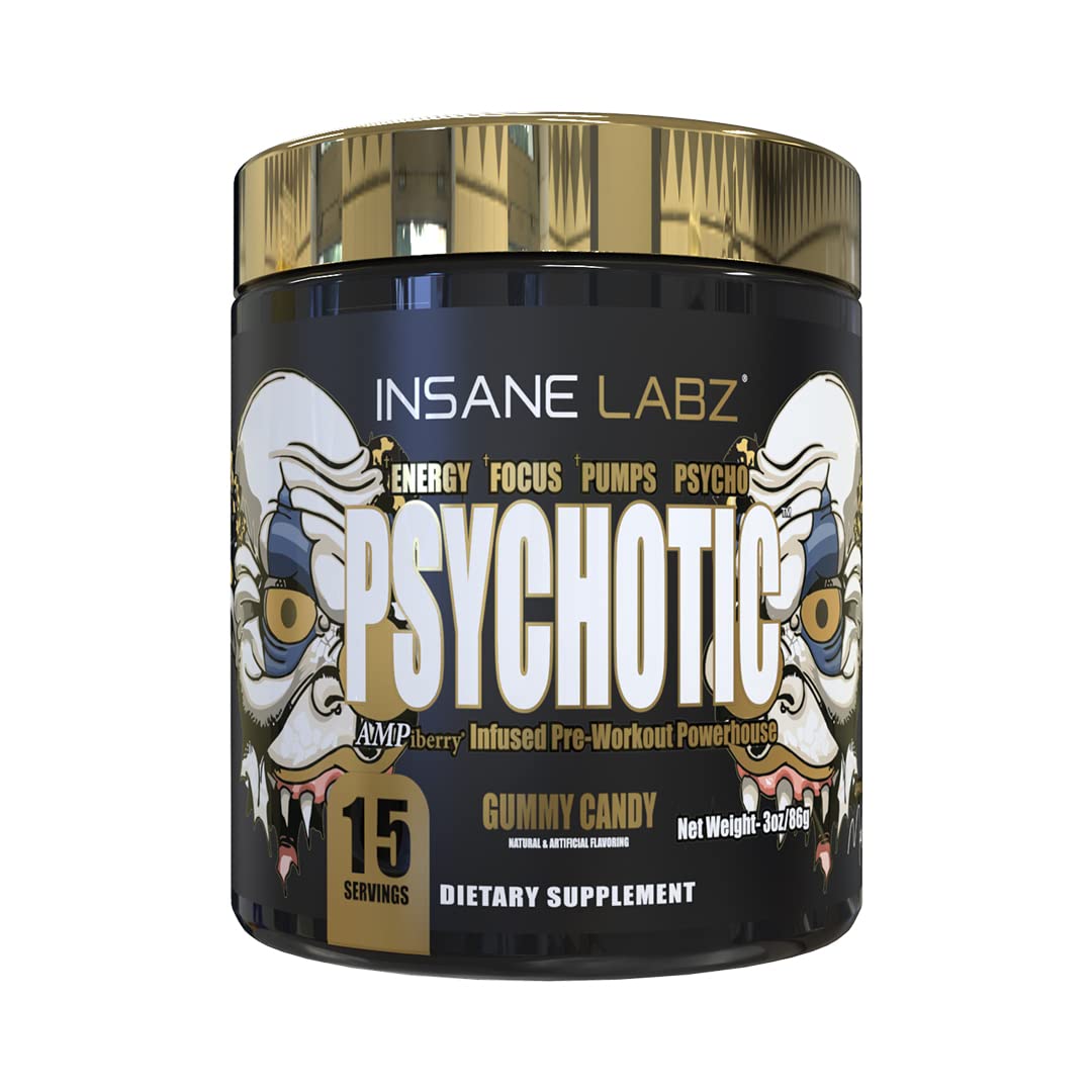 Insane Labz Psychotic Gold, High Stim Pre Workout Powder, Extreme Lasting Energy - Maple Wellness Supplements
