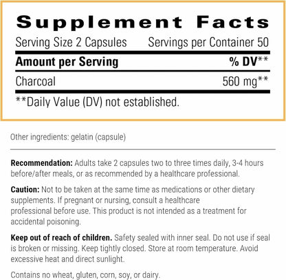 Integrative Therapeutics Activated Charcoal - Digestive & Gut Health Supplement - Effective Gastrointestinal Support - Gluten-Free & Dairy-Free - Maple Wellness Supplements