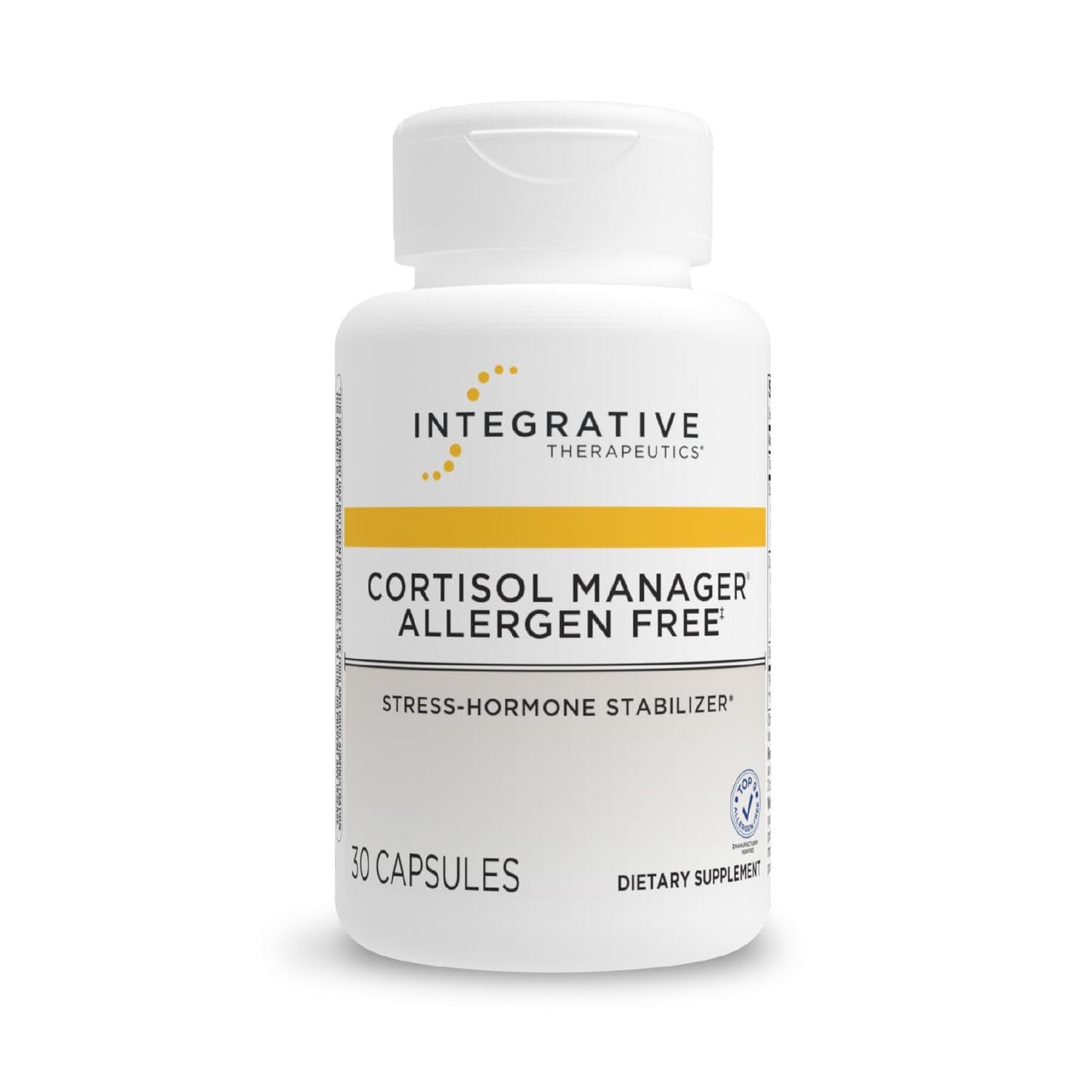 Integrative Therapeutics Cortisol Manager Allergen Free - Adrenal Health Support Supplement for Healthy Stress Response* - Vegan, Non-Dairy & Gluten-Free - 30 Capsules (15 Servings) - Maple Wellness Supplements