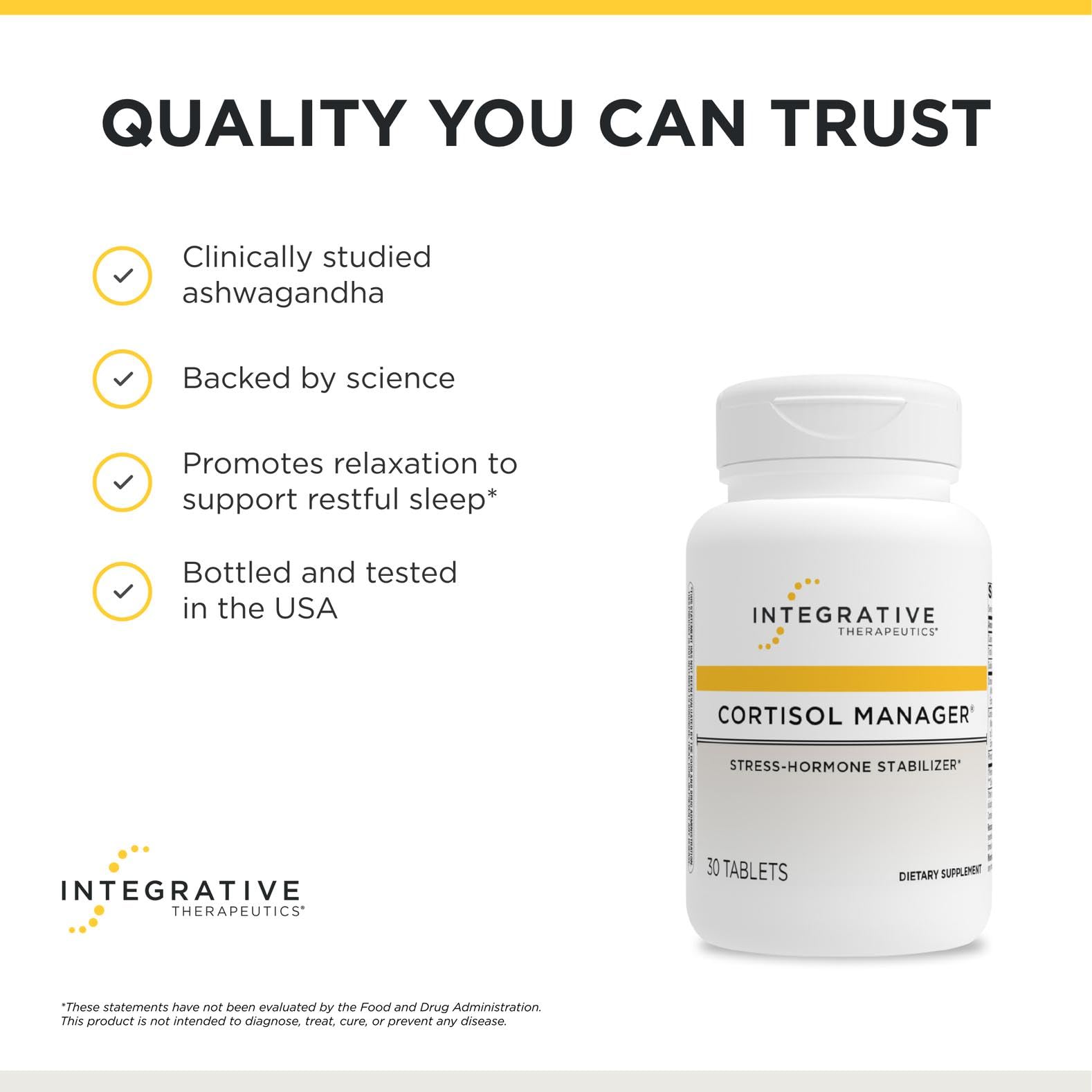 Integrative Therapeutics Cortisol Manager - Balance Cortisol & Support Relaxation for Restful Sleep* - Includes Ashwagandha & L-Theanine for Confidence with Less Stress - Maple Wellness Supplements
