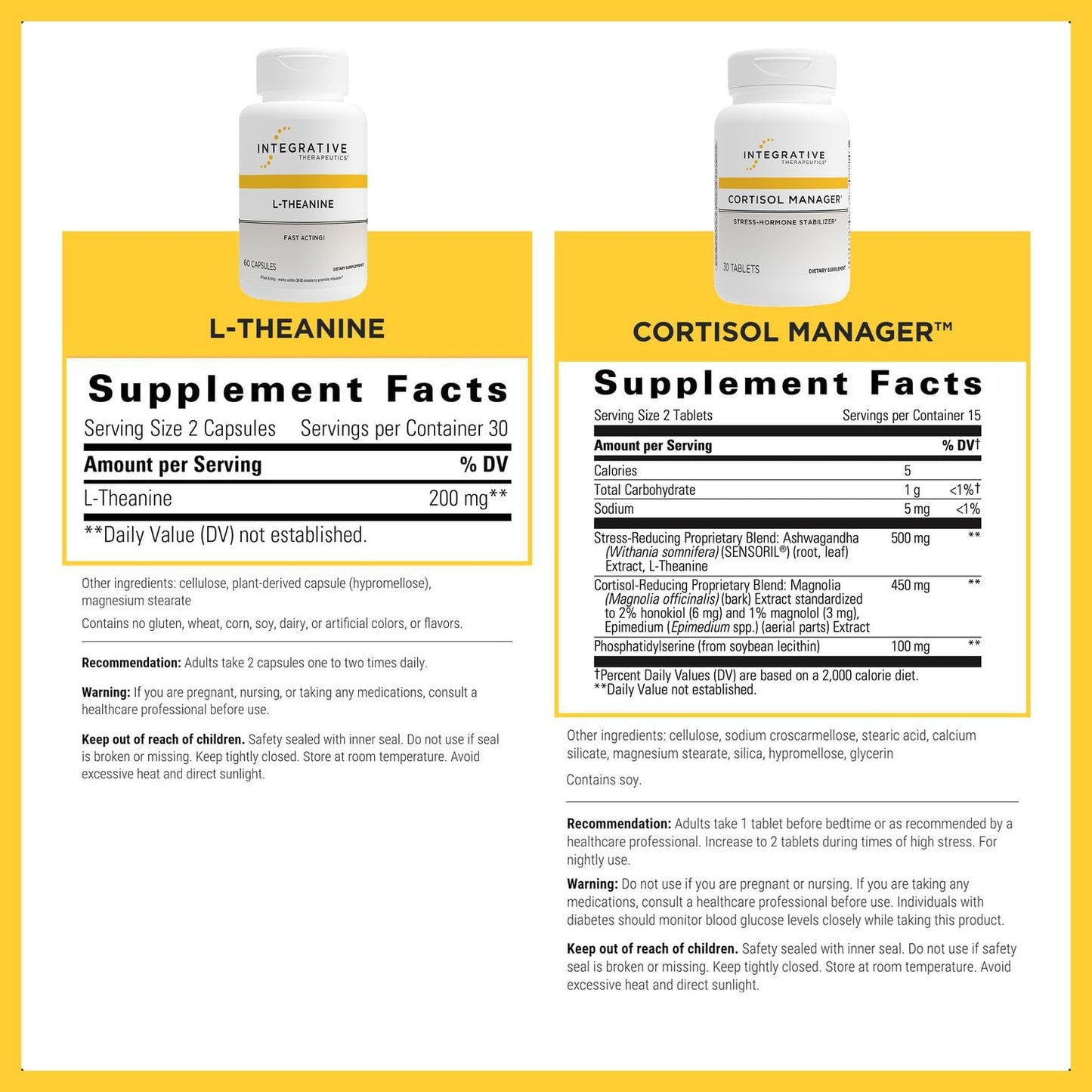 Integrative Therapeutics Cortisol Manager & L-Theanine - Maple Wellness Supplements