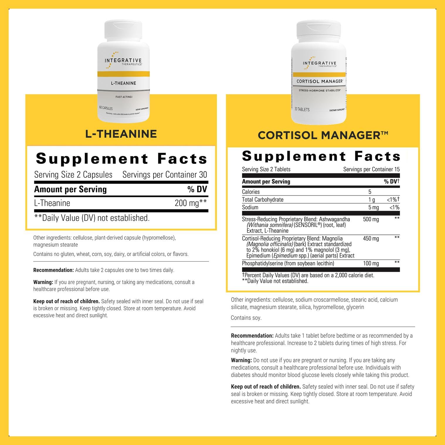 Integrative Therapeutics Cortisol Manager & L-Theanine - Maple Wellness Supplements