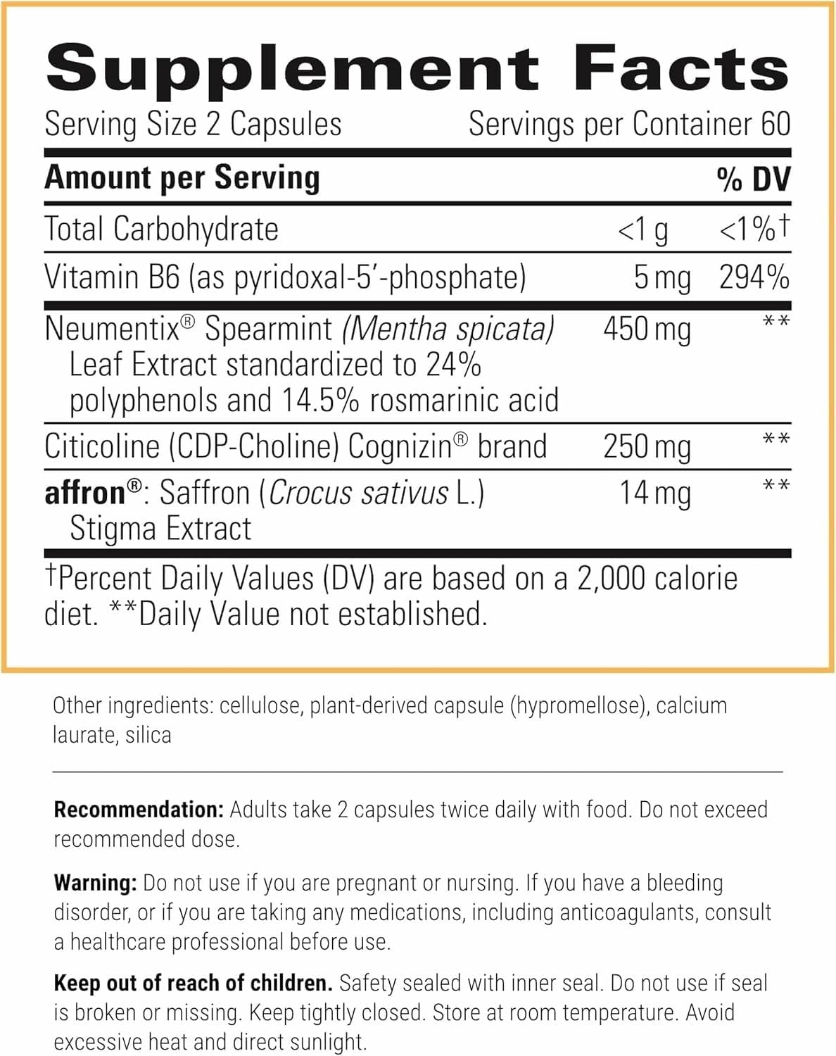 Integrative Therapeutics Neurologix - Brain Health Supplement* - Non-Stimulant Nootropic Supplement for Focus* - Memory Support* - Vegan, Gluten-Free & Dairy-Free - 120 Capsules (60 Servings) - Maple Wellness Supplements