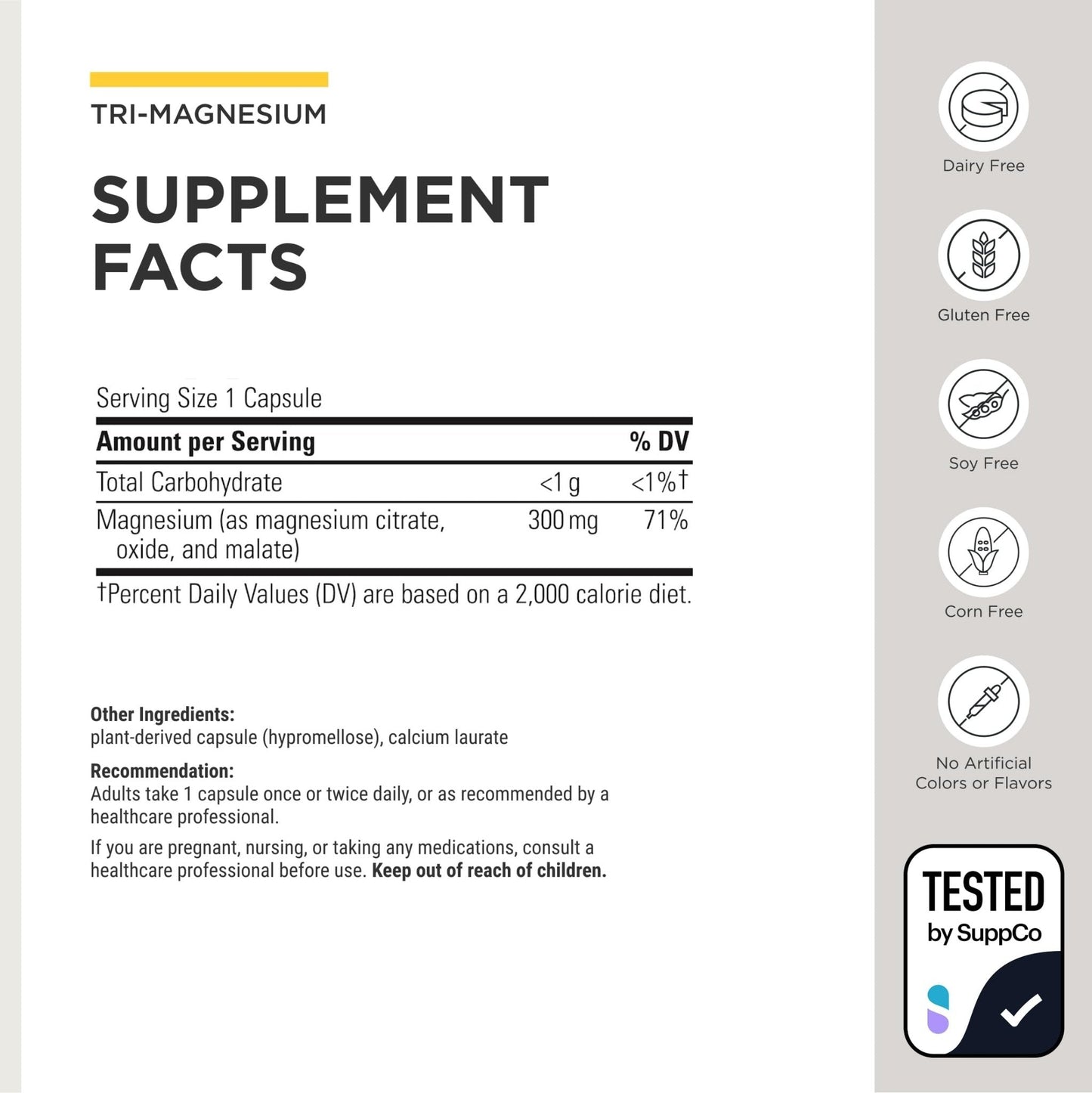Integrative Therapeutics Tri-Magnesium - Supports Cellular Energy & Energy Metabolism* - Magnesium Supplement for Heart & Nerve Health Support* - Third-Party Tested - 90 Capsules (90 Servings) - Maple Wellness Supplements