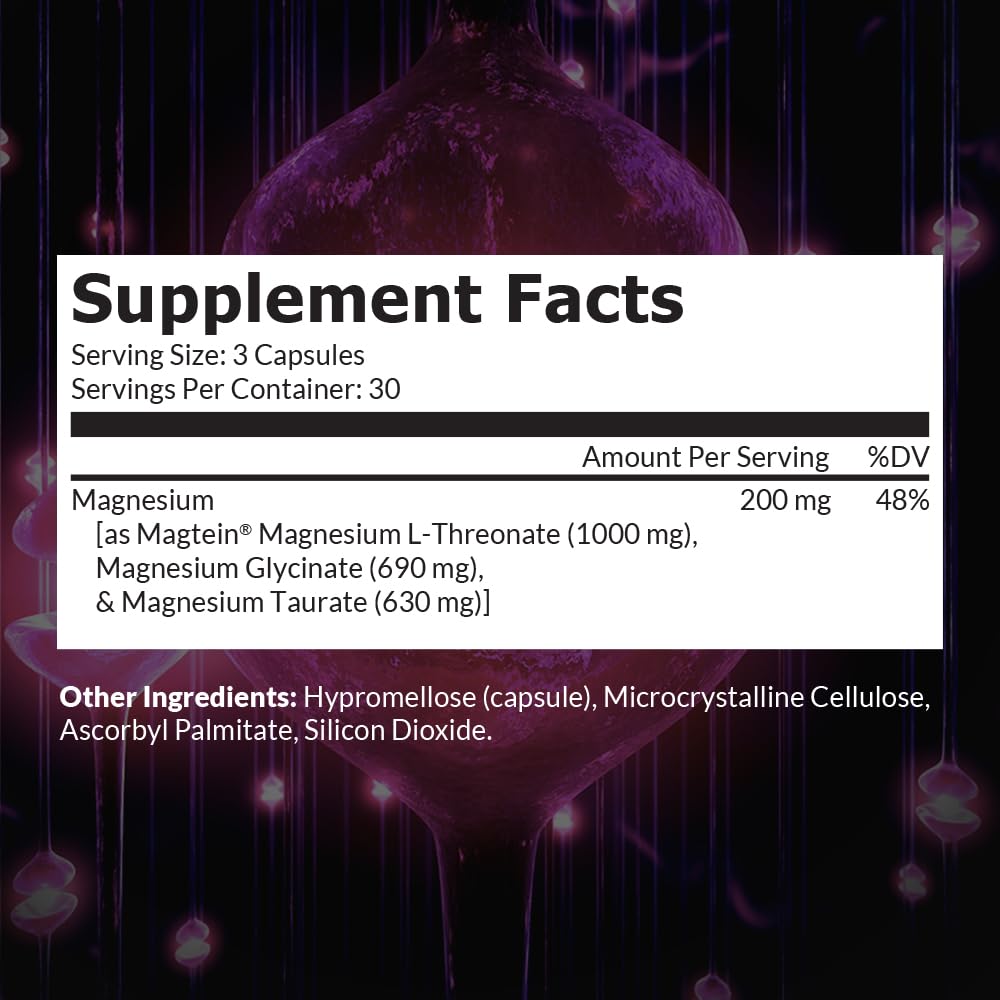 Intelligent Labs MagEnhance Magtein Magnesium Complex Supplement L-Threonate with Magnesium Glycinate and Taurate, 90 Capsules - Maple Wellness Supplements