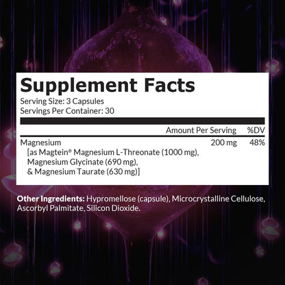 Intelligent Labs MagEnhance Magtein Magnesium Complex Supplement L-Threonate with Magnesium Glycinate and Taurate, 90 Capsules - Maple Wellness Supplements