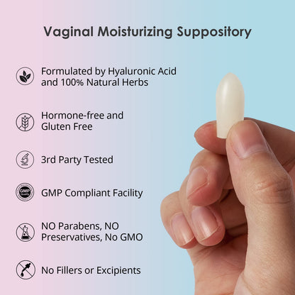 Intimate Moisturizer, Vaginal Suppository for Dryness & Discomfort, Feminine Long Lasting Hydration Support with Hyaluronic Acid and Natural Herbs - PH Balance, Estrogen and Drug Free (24 Inserts) - Maple Wellness Supplements