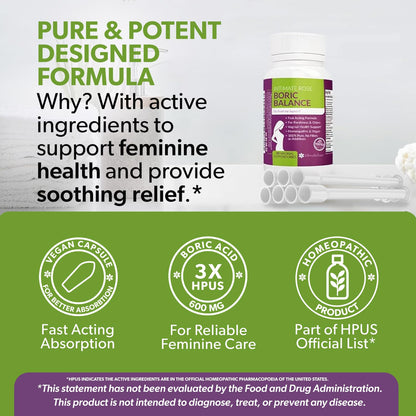 Intimate Rose Boric Acid Vaginal Suppositories - 30 Count (600mg) + 30 Applicators - Feminine Balance, Vaginal Odor, Promote Vaginal Health - Maple Wellness Supplements